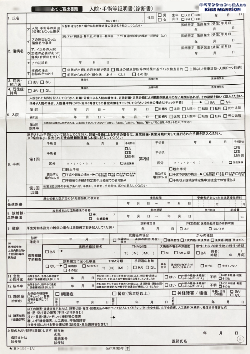 保険会社に提出する診断書